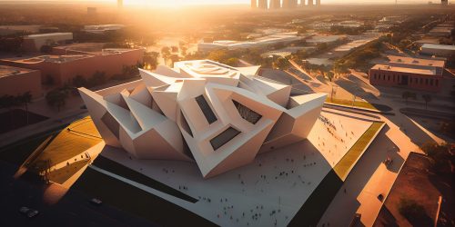 Cityscape at sunset modern architecture reigns supreme ,generative artificial intelligence